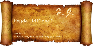 Hayde József névjegykártya